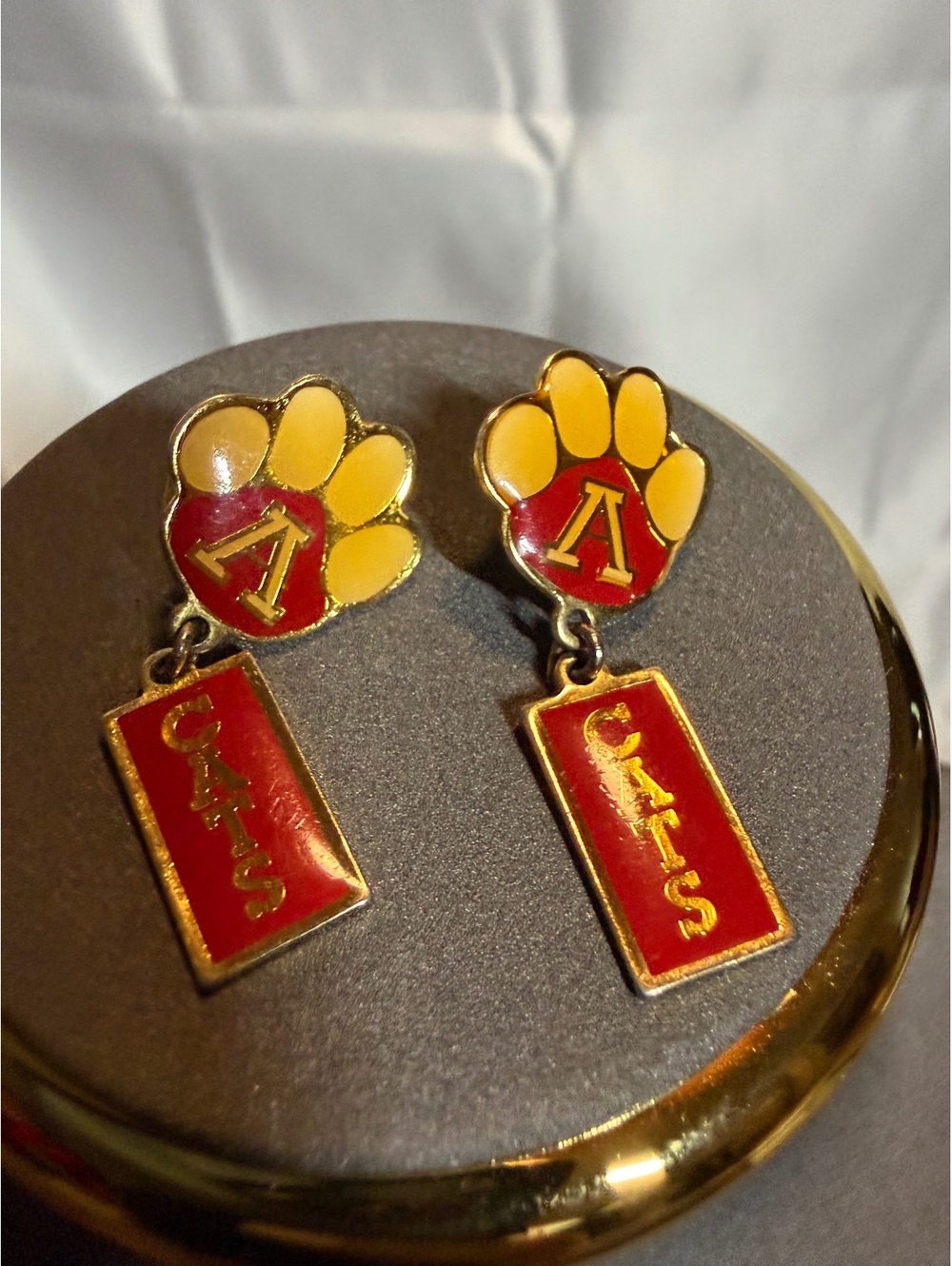 Cats paw and charm dangle earrings